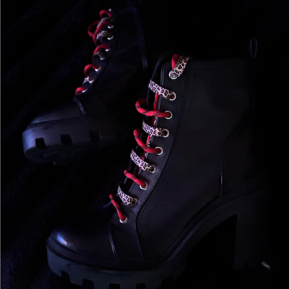 Stylish Black and Red Combat Boots